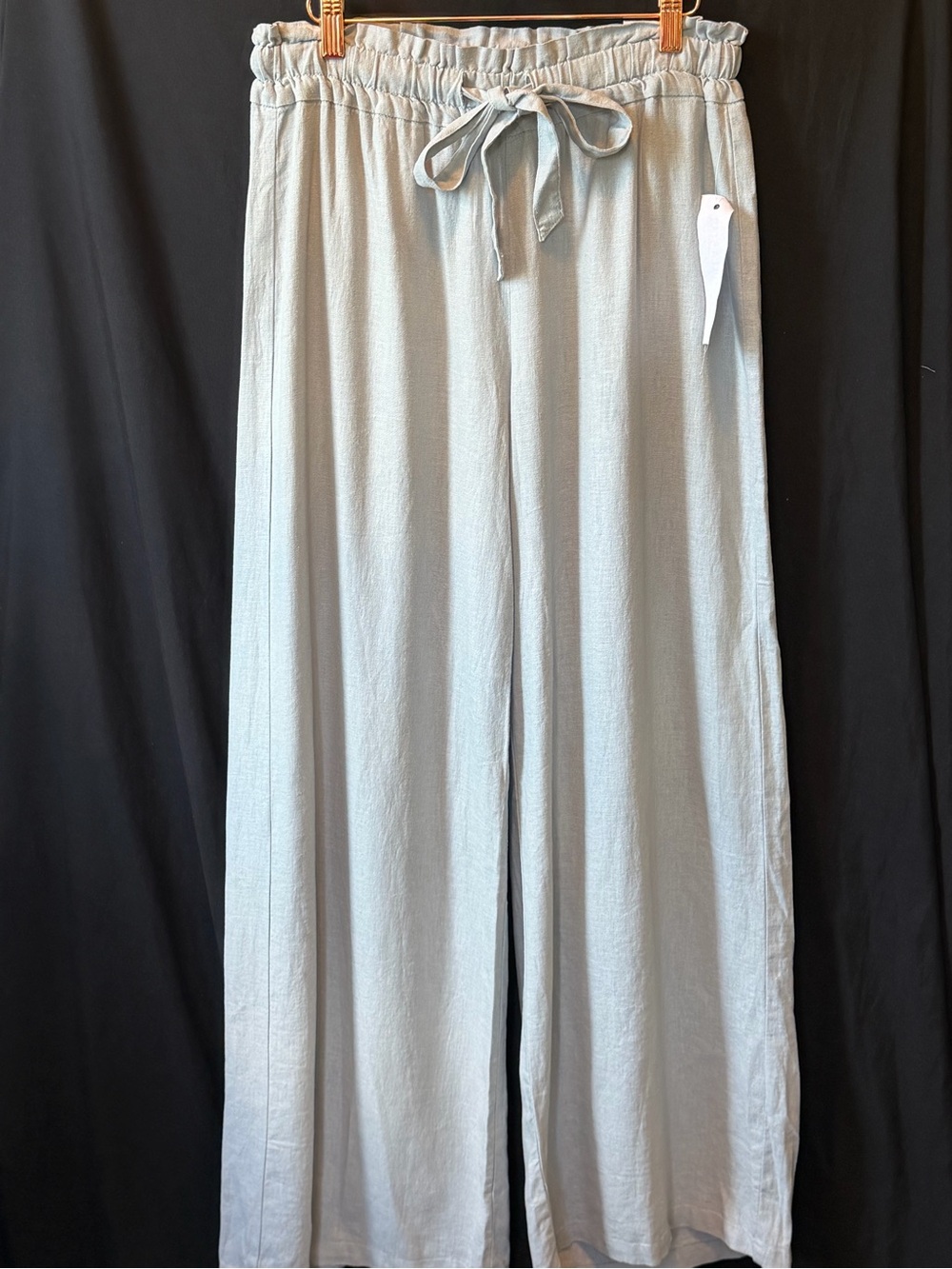 Vanilla Star Light Gray Wide-Leg Drawstring Pants